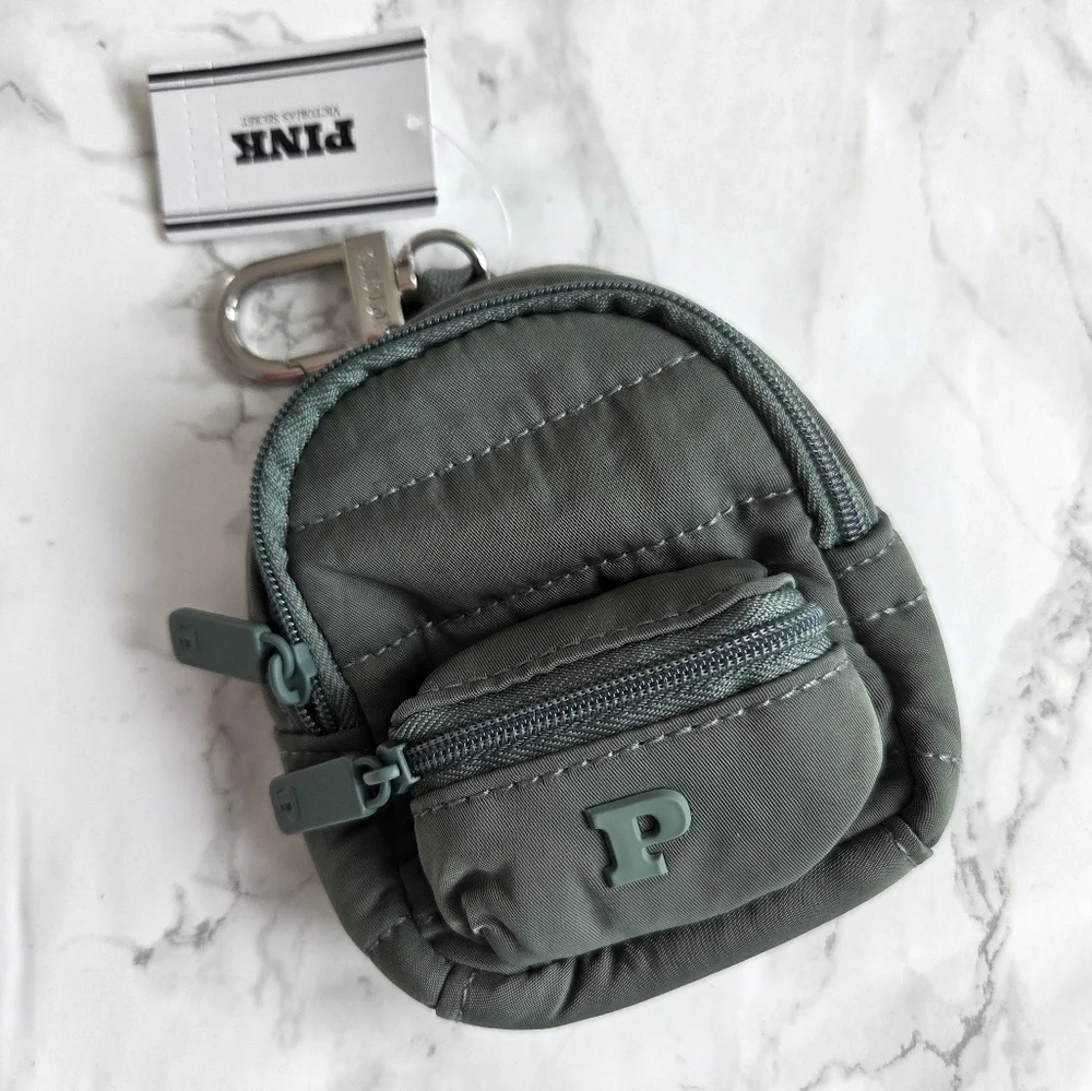 Victoria's Secret PINK Mini Backpack Keychain Charm Green NWT
